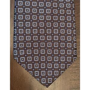 HSM Brown Blue 100% Imported Silk Men’s Neck Tie Made In Usa